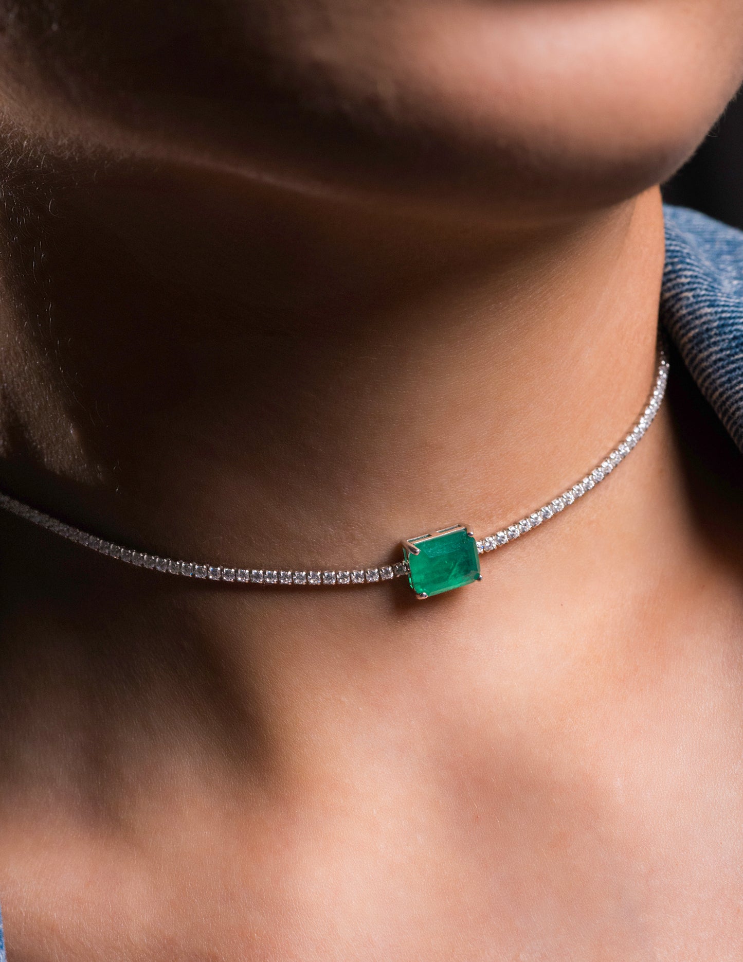 Emerald tennis choker